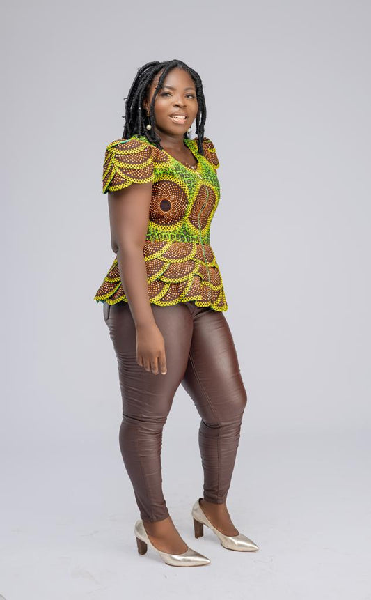 Ankara Scale Flare Peplum Top