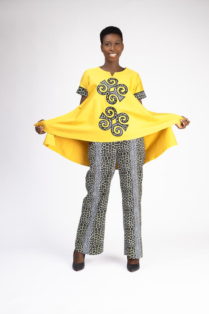 Ankara Embroidered Top with Ankara Loose Fit Trousers