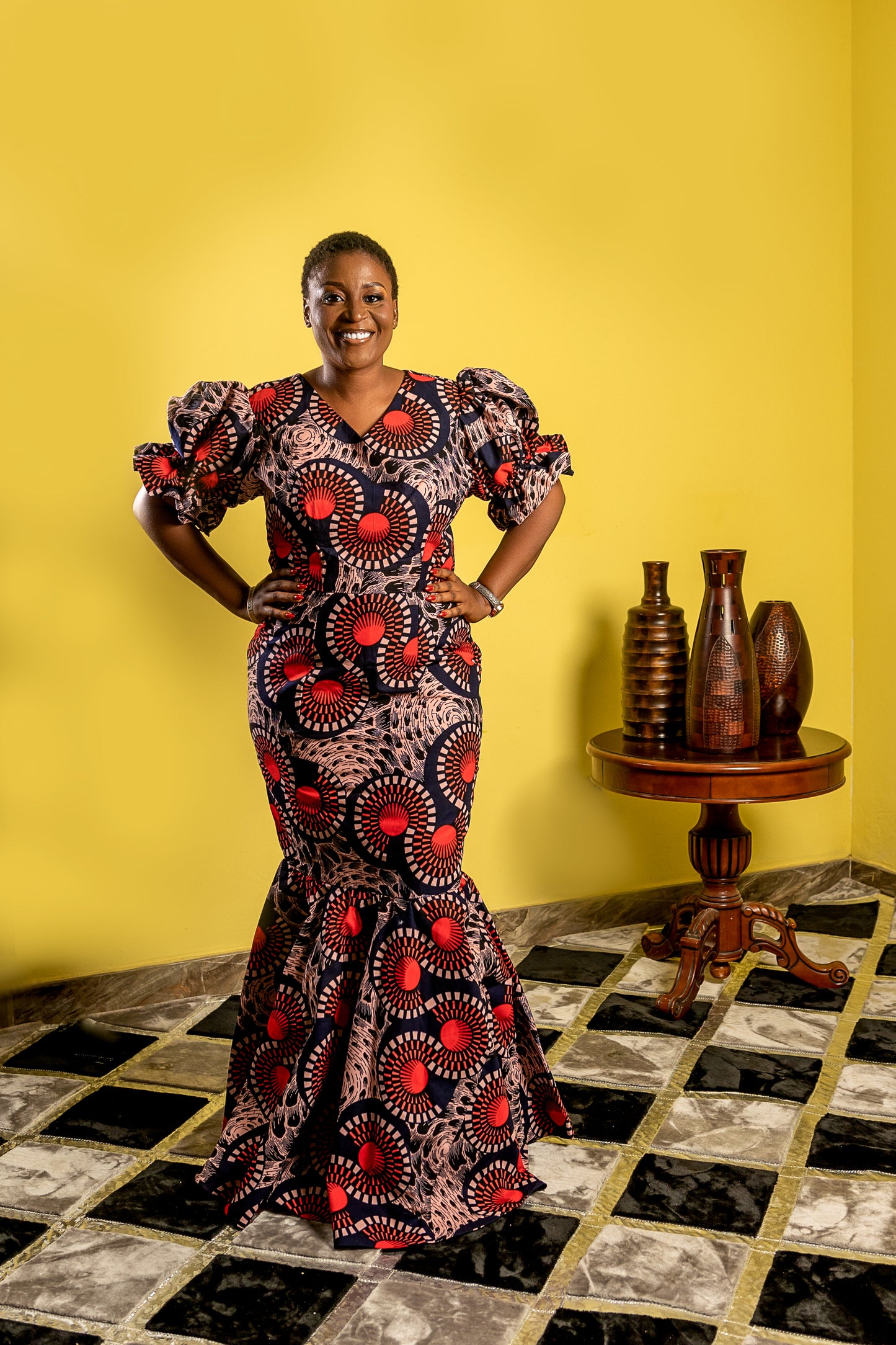 Mermaid Gown with Puff Sleeves