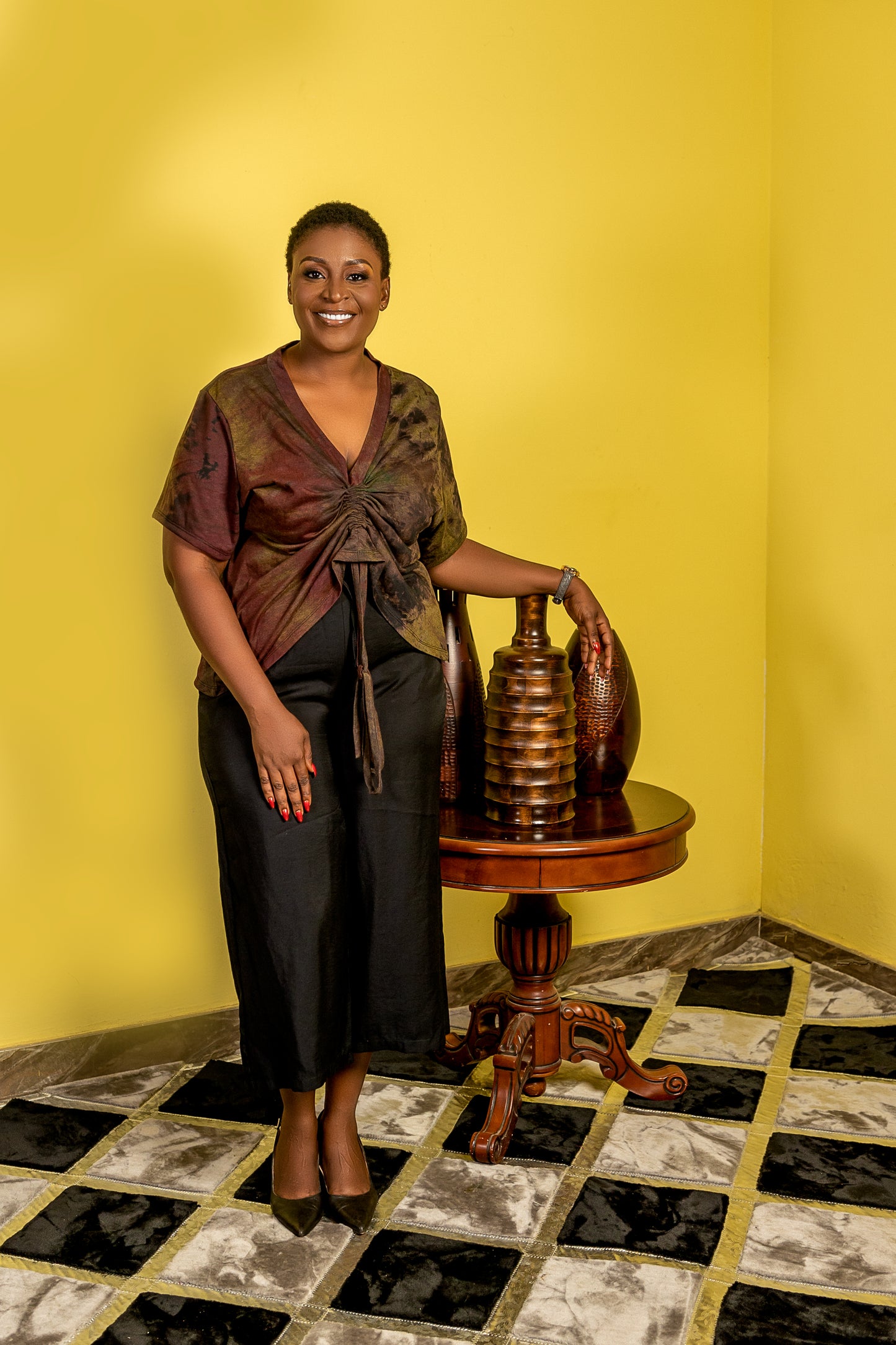 Burgundy Tie-Dye Blouse