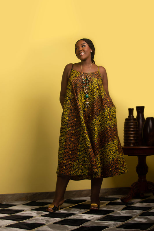 Brown Spaghetti Strap Dress