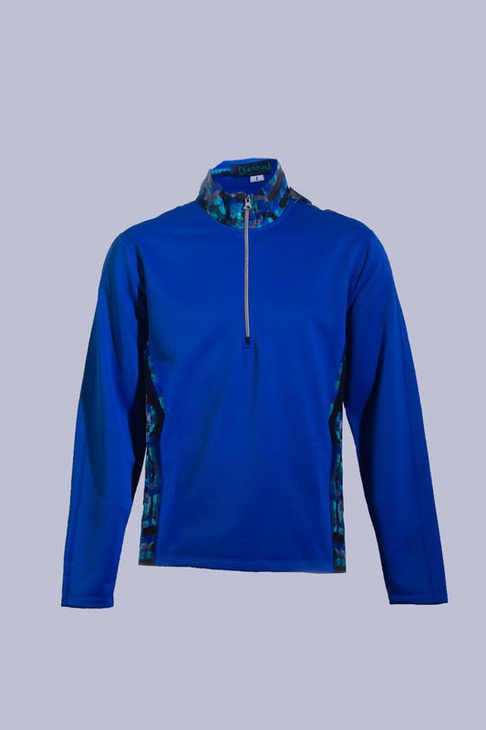 Quarter-Zip Pullover Sweatshirt with African Print Trim